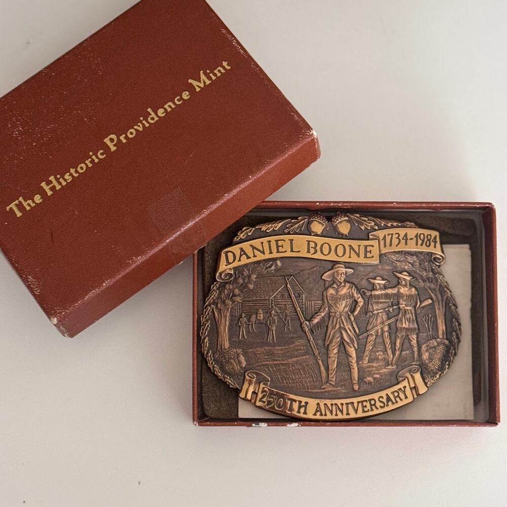 250th Anniversary Daniel Boone Commemorative Belt Buckle Bronze Americana 1984